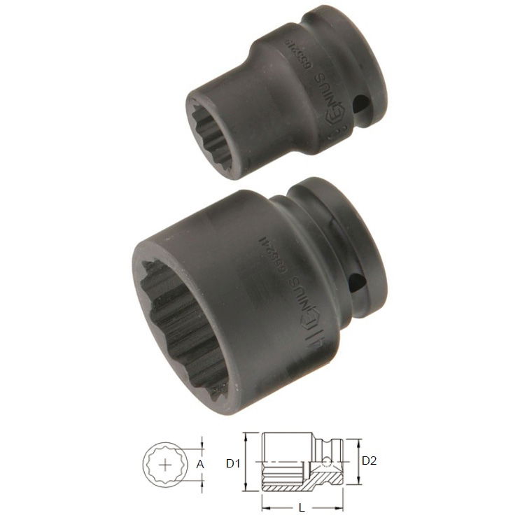 Genius Tools 655260 3/4"-os 12 lapú gépi dugókulcs fej, 60 mm termék fő termékképe